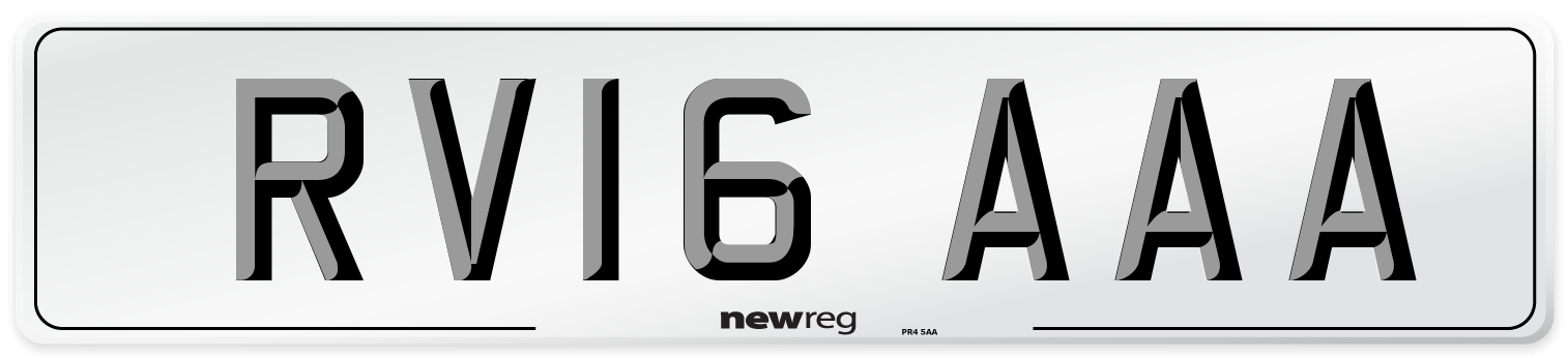 RV16 AAA Number Plate from New Reg